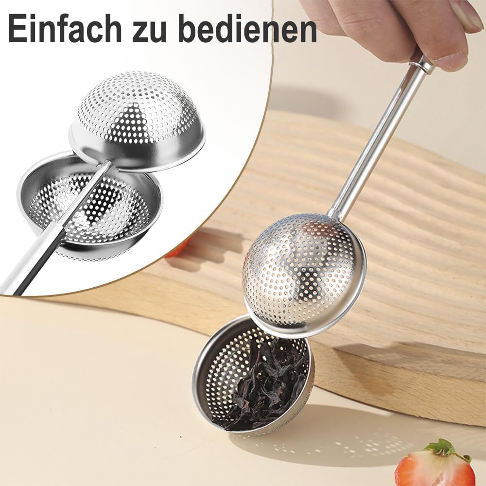Set of 2 separate tea filters - Tea filter with telescopic handle - Tea strainer made of 304 stainless steel - Flour sieve made of stainless steel - Powder dispenser - Suitable for sugar, flour, spices and cocoa powder (B) - Image 3