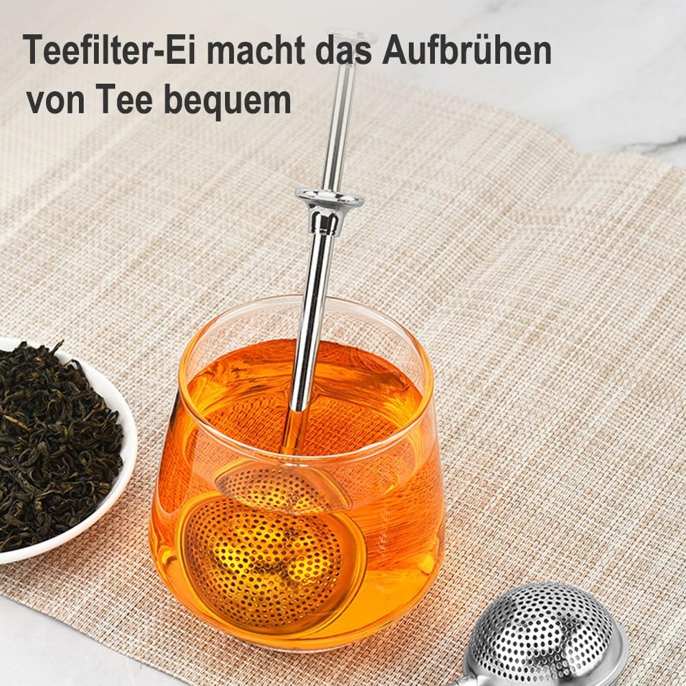 Set of 2 separate tea filters - Tea filter with telescopic handle - Tea strainer made of 304 stainless steel - Flour sieve made of stainless steel - Powder dispenser - Suitable for sugar, flour, spices and cocoa powder (B) - Image 4