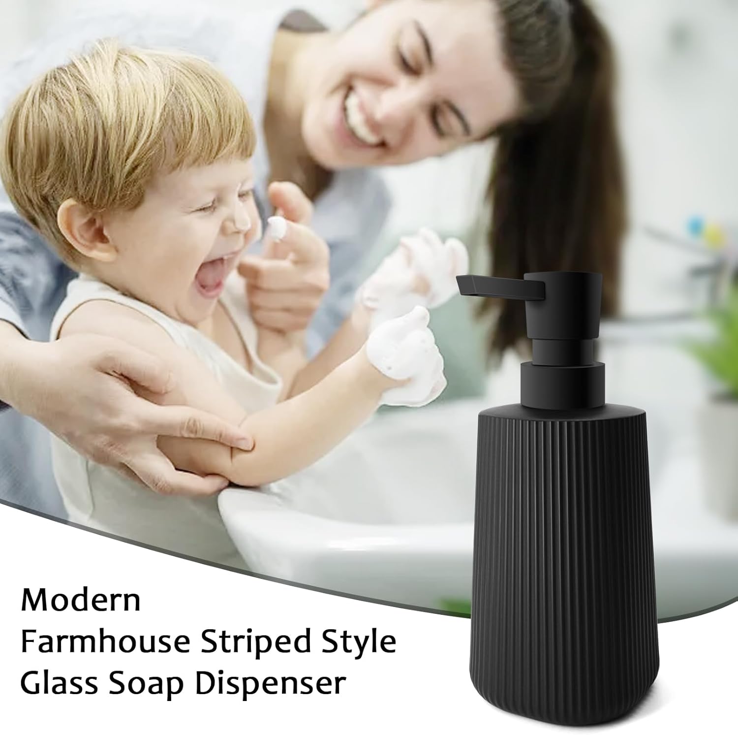 Soap Dispenser - Black Soap Dispenser for Detergent - Kitchen Soap Dispenser - With Press Dispenser - Suitable for Countertops - Bathroom and Kitchen (2 pieces - Black) - Image 2