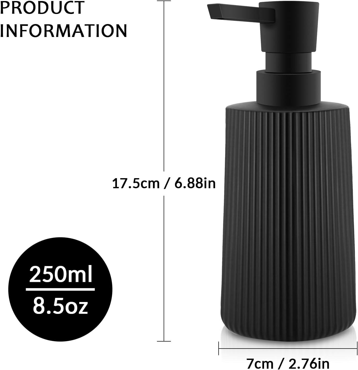 Soap Dispenser - Black Soap Dispenser for Detergent - Kitchen Soap Dispenser - With Press Dispenser - Suitable for Countertops - Bathroom and Kitchen (2 pieces - Black) - Image 6