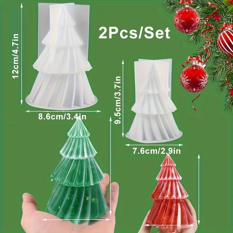 Set of two silicone Christmas tree candle molds - Christmas candle mold - DIY 3D silicone mold - silicone casting mold - suitable for making candles - making handmade soap - DIY crafts - Christmas decoration - Image 3