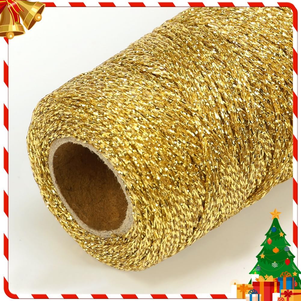 Henneptouw - Golden henneptouw - 100m gold Christmas ribbon - For gift wrapping - Christmas decoration - Party decoration - DIY - Sewing supplies - Image 2