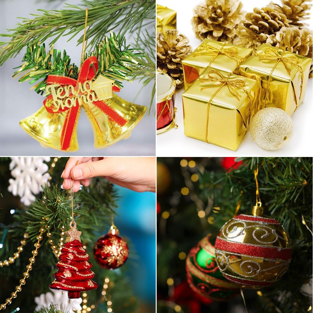 Henneptouw - Golden henneptouw - 100m gold Christmas ribbon - For gift wrapping - Christmas decoration - Party decoration - DIY - Sewing supplies - Image 4