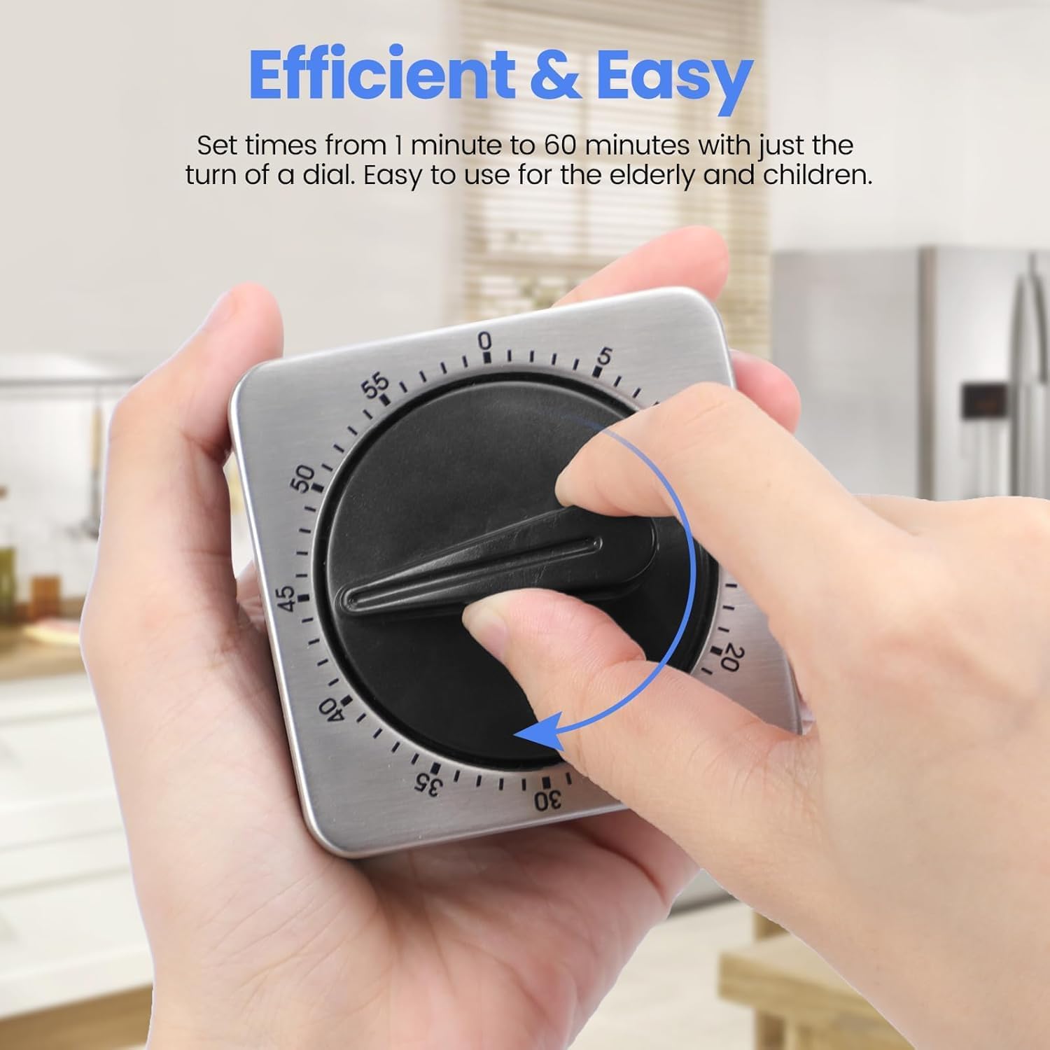 Kitchen Timer - Mechanical Egg Timer - Battery-Free - 100% Mechanical Kitchen Clock - Stainless Steel Housing - Kitchen Clock - Stopwatch - Countdown Reminder - Magnetic Kitchen Clock - Egg Timer (grey) - Image 4