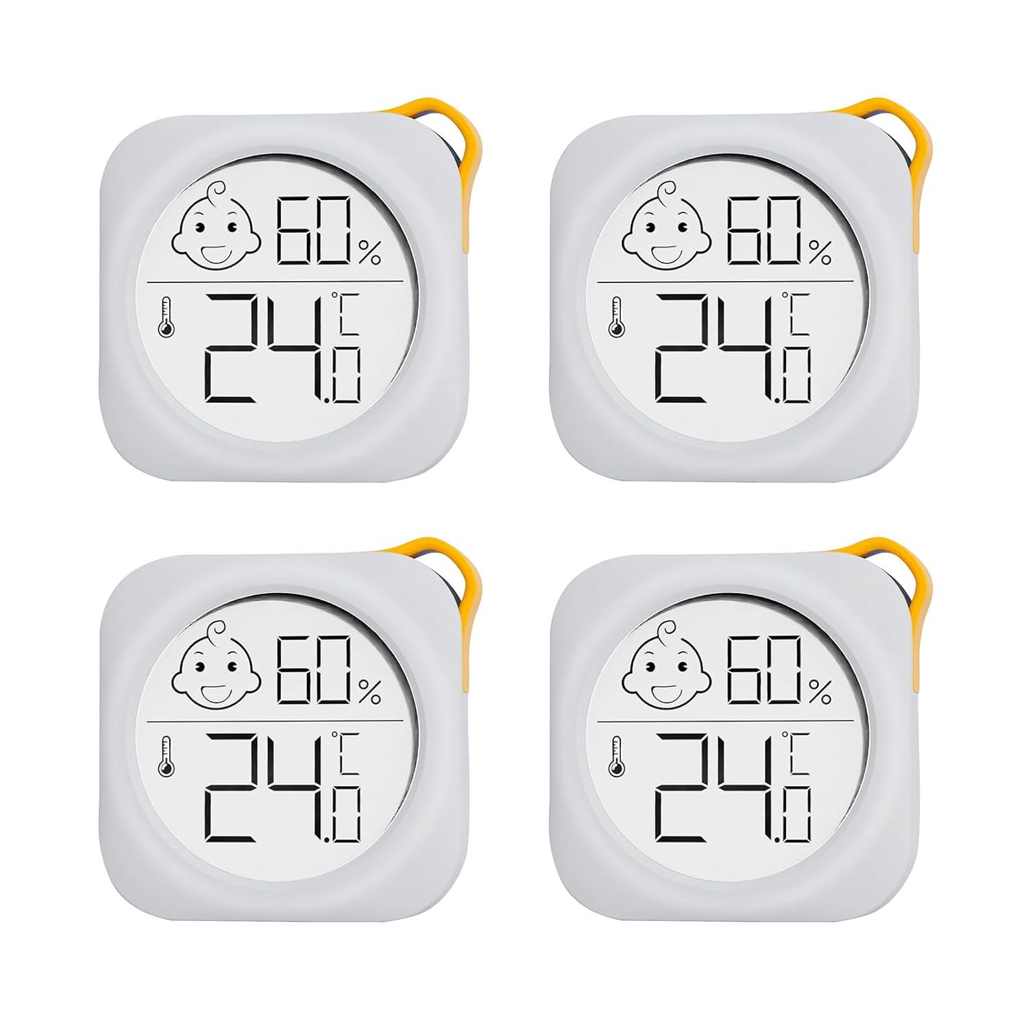 Hygrometer in 4-pack - Small digital hygrometer - With accurate indoor thermometer - Practical hygrometer suitable for bedrooms, kids' rooms, living rooms, etc. - Image 1