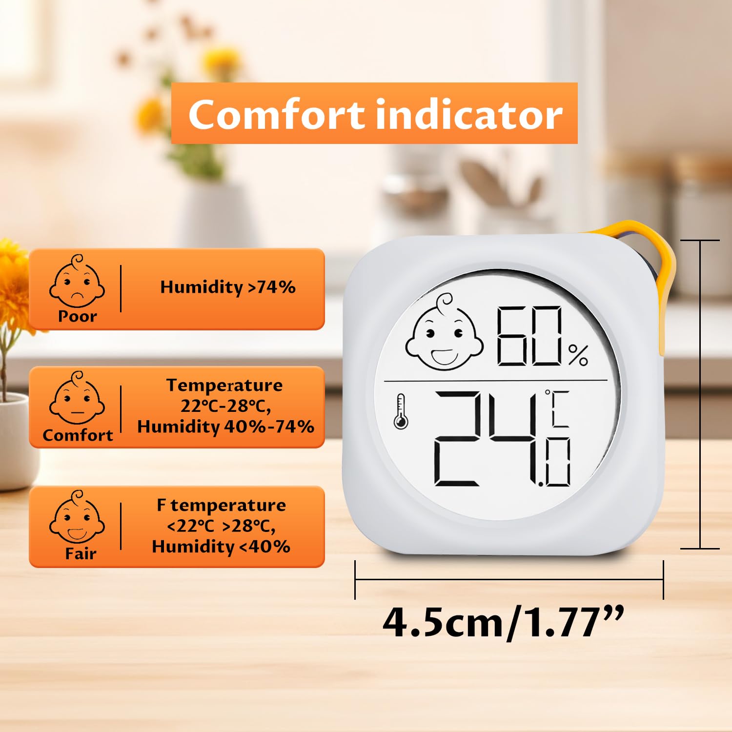 Hygrometer in 4-pack - Small digital hygrometer - With accurate indoor thermometer - Practical hygrometer suitable for bedrooms, kids' rooms, living rooms, etc. - Image 2