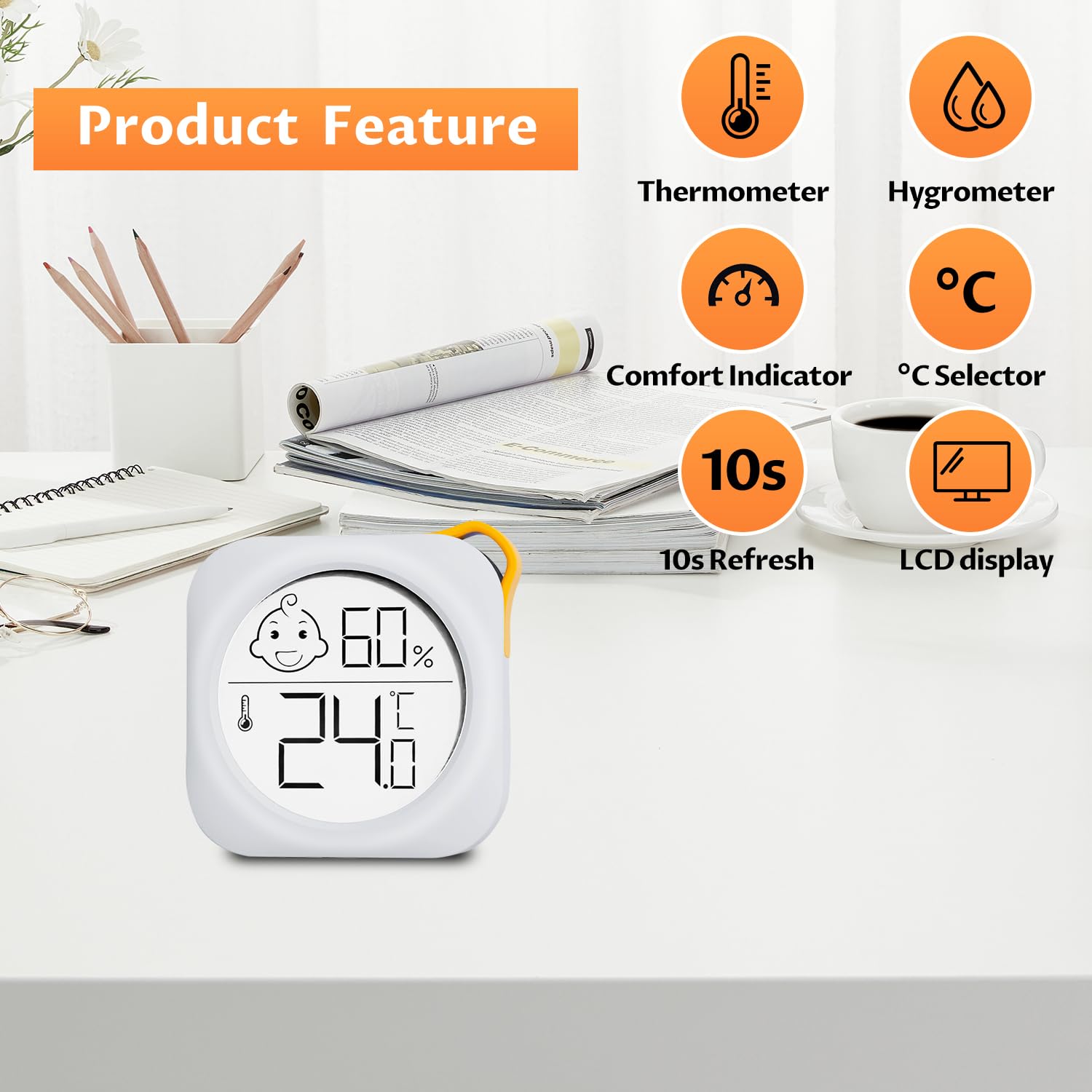 Hygrometer in 4-pack - Small digital hygrometer - With accurate indoor thermometer - Practical hygrometer suitable for bedrooms, kids' rooms, living rooms, etc. - Image 3