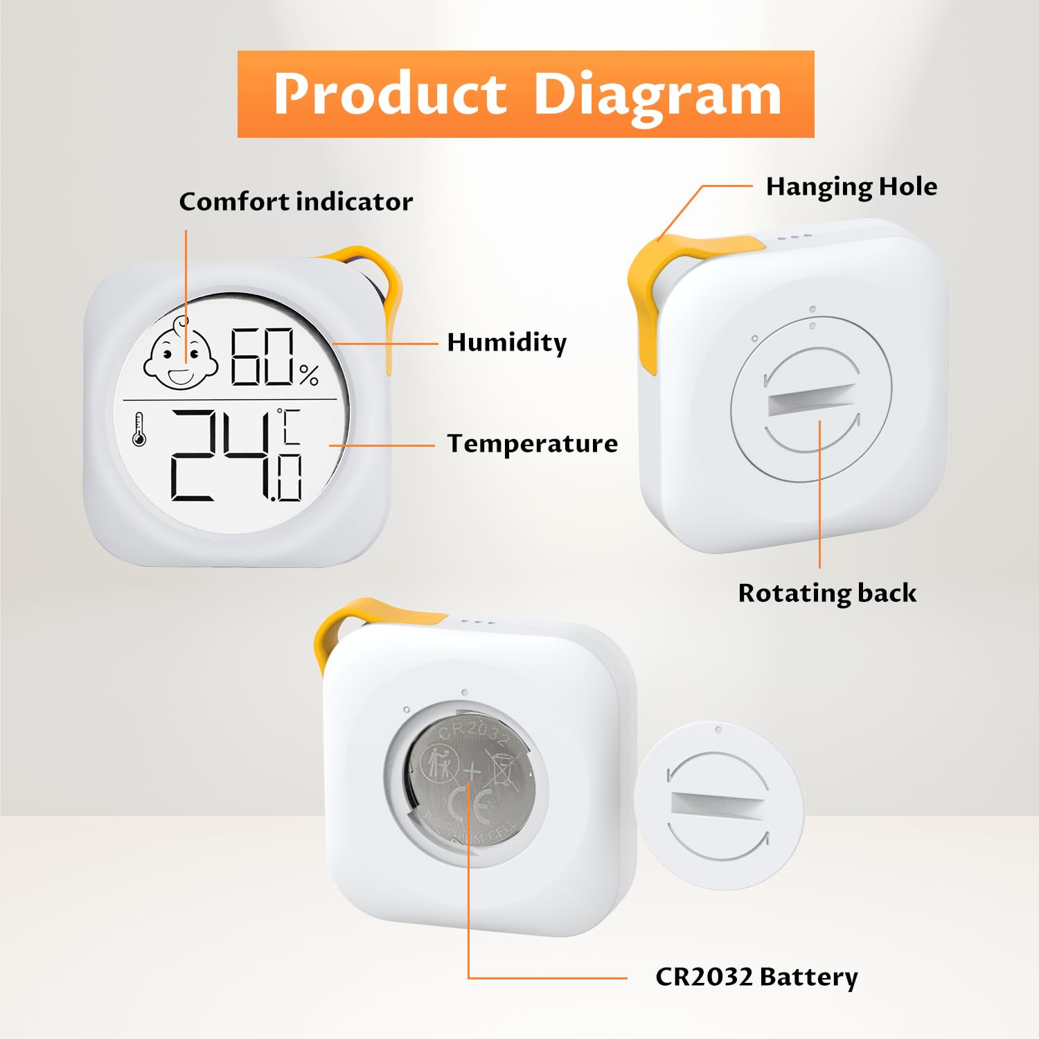 Hygrometer in 4-pack - Small digital hygrometer - With accurate indoor thermometer - Practical hygrometer suitable for bedrooms, kids' rooms, living rooms, etc. - Image 5