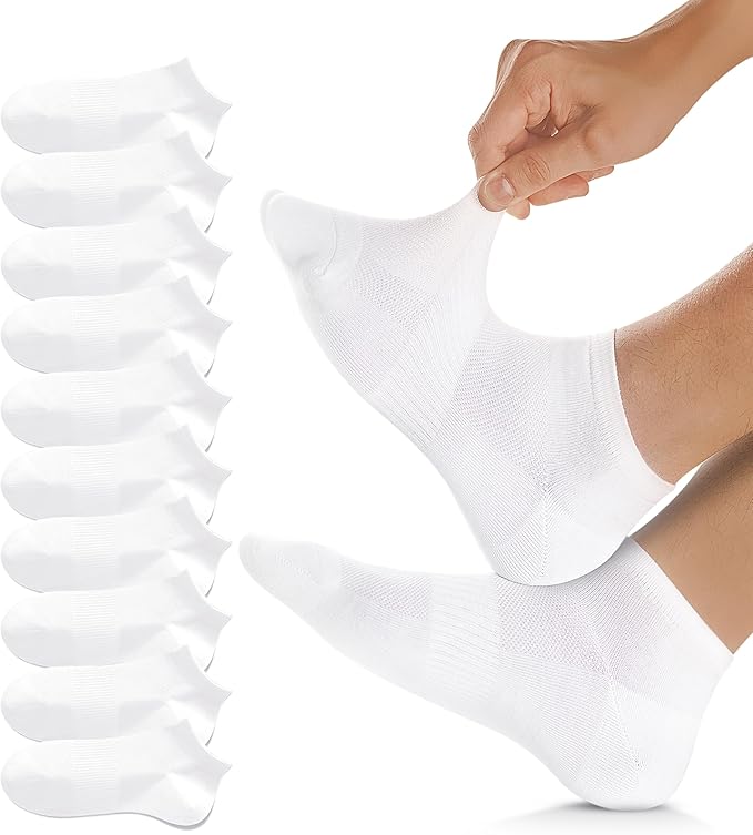 10 pairs of unisex sports socks - breathable cotton - short running socks - quarter socks - unisex (white) - Image 1
