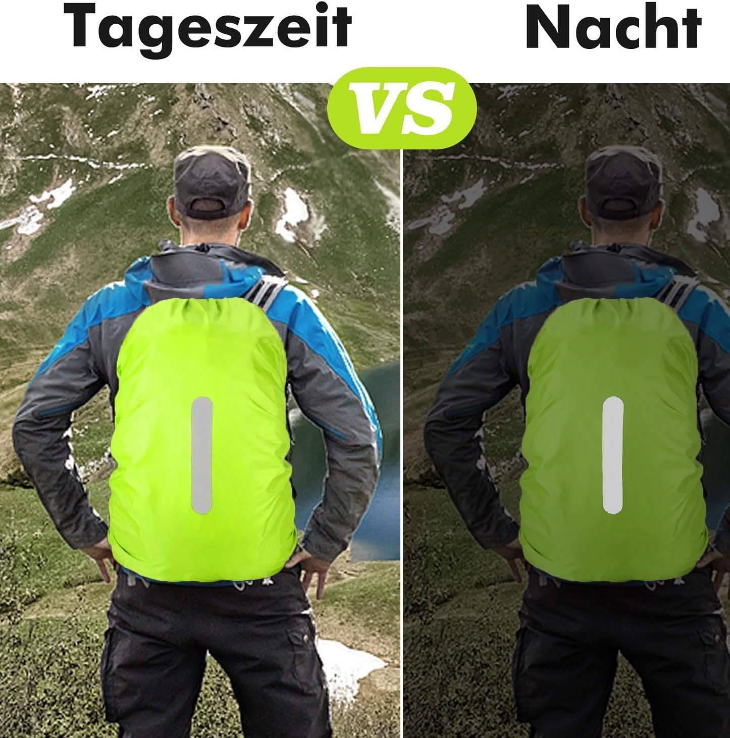 Rain covers for backpacks with reflective strips - capacity 15 litres to 100 litres - waterproof and rain-resistant backpack covers - suitable for hiking, camping, travelling, cycling, etc. - can also be used as a school bag. - Image 2