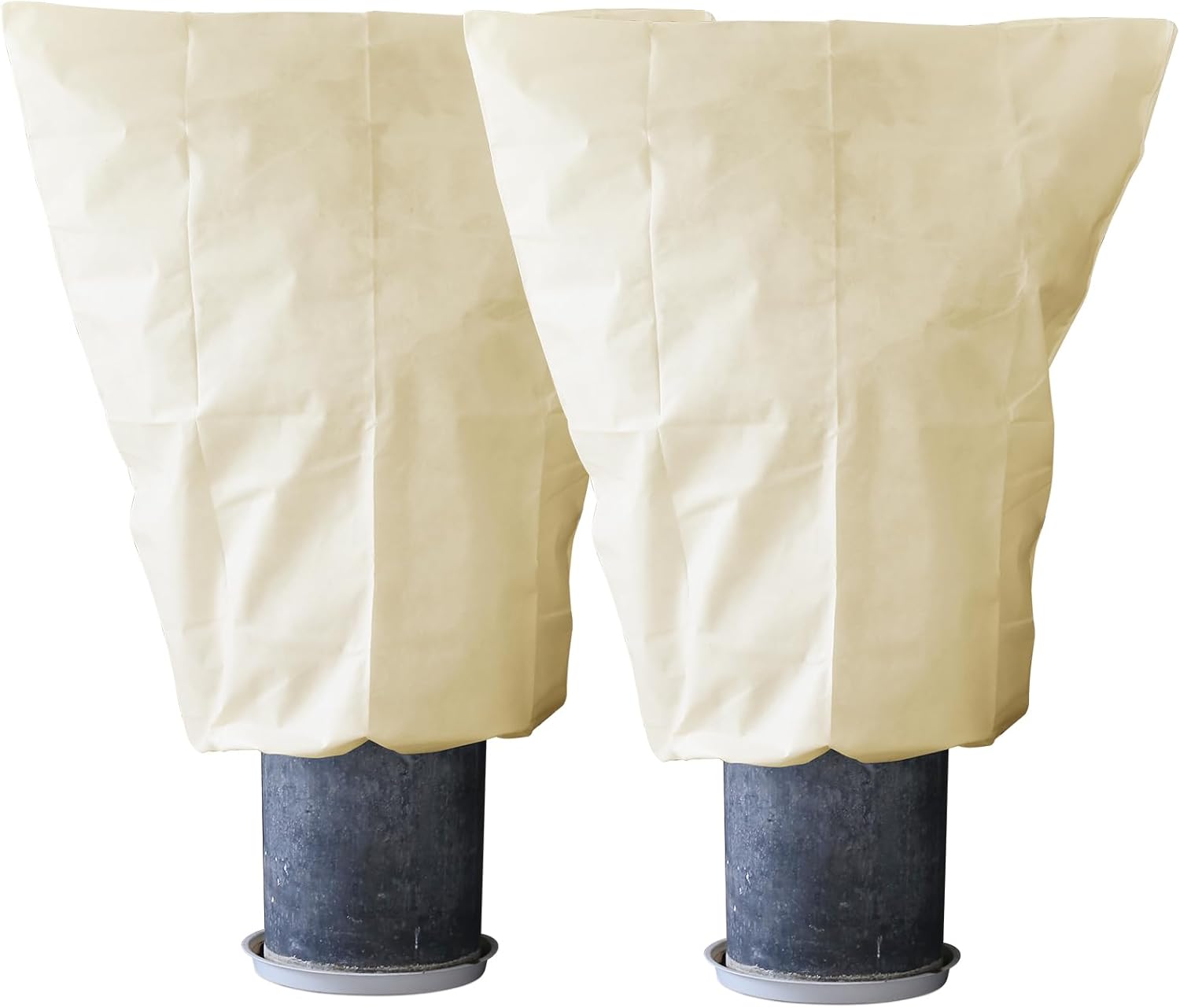 Winter protection shoes for potted plants against frost (2 sets) - 80x120 cm - Winter tent for plants with zip - Suitable for olive trees, palm trees, etc. - Tear-resistant, breathable, washable, UV-resistant - Beige - Image 1