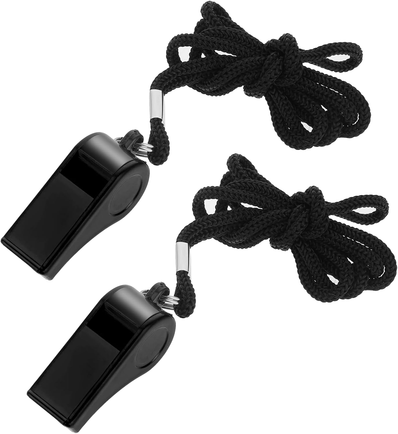 Black whistle - two-part coach whistle - plastic coach whistle with lanyard - loud and clear referee whistle - for teachers, police and emergency services during sports training. - Image 1