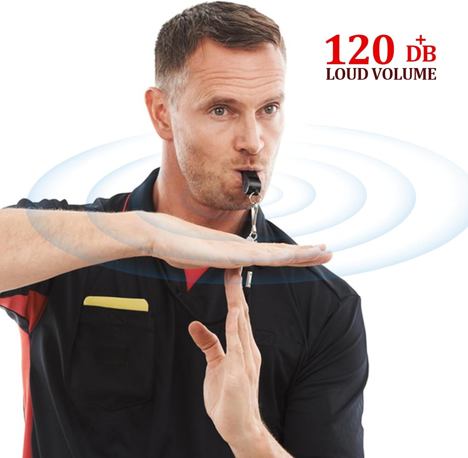 Black whistle - two-part coach whistle - plastic coach whistle with lanyard - loud and clear referee whistle - for teachers, police and emergency services during sports training. - Image 3
