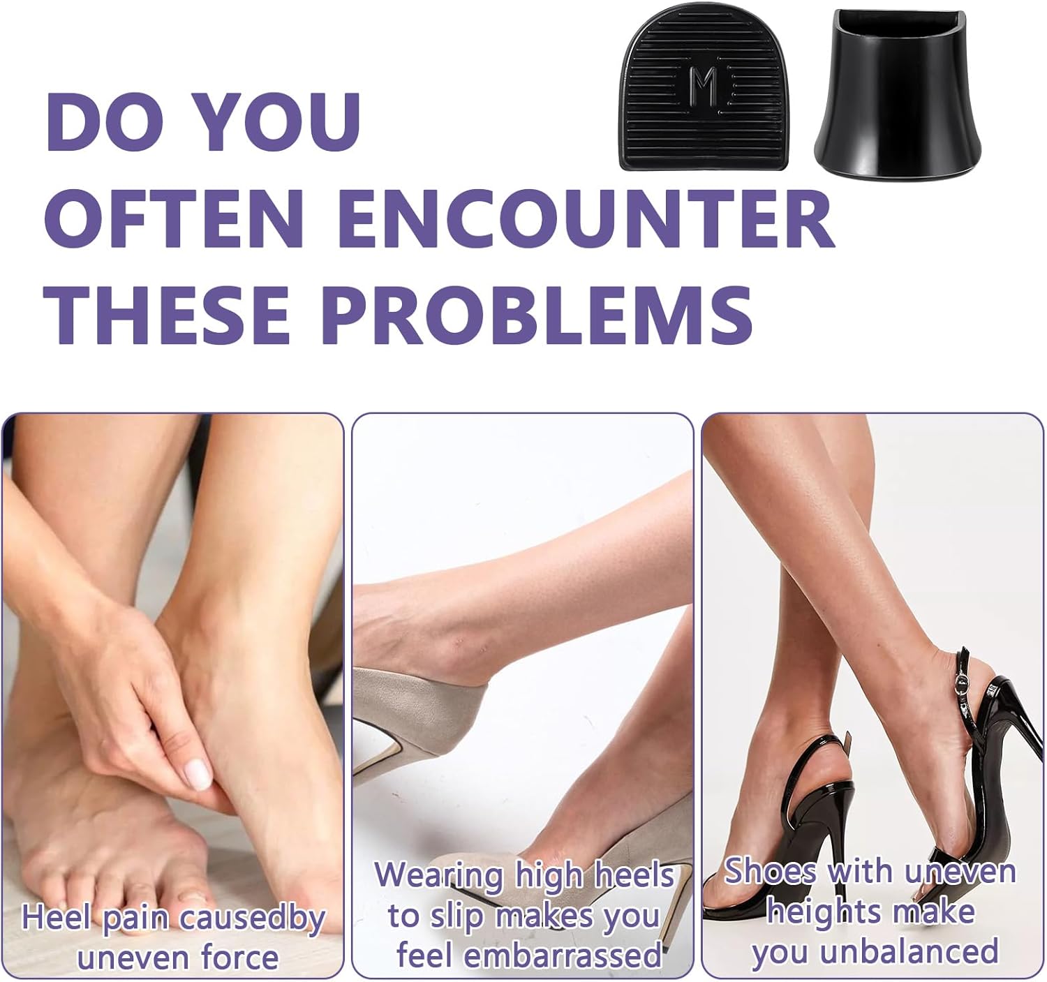 Heel protectors - U-shaped - 4 sizes - Black - 12 pairs - Non-slip - Sound-dampening - Heel protection - Heel protectors - Suitable for stilettos - Image 4