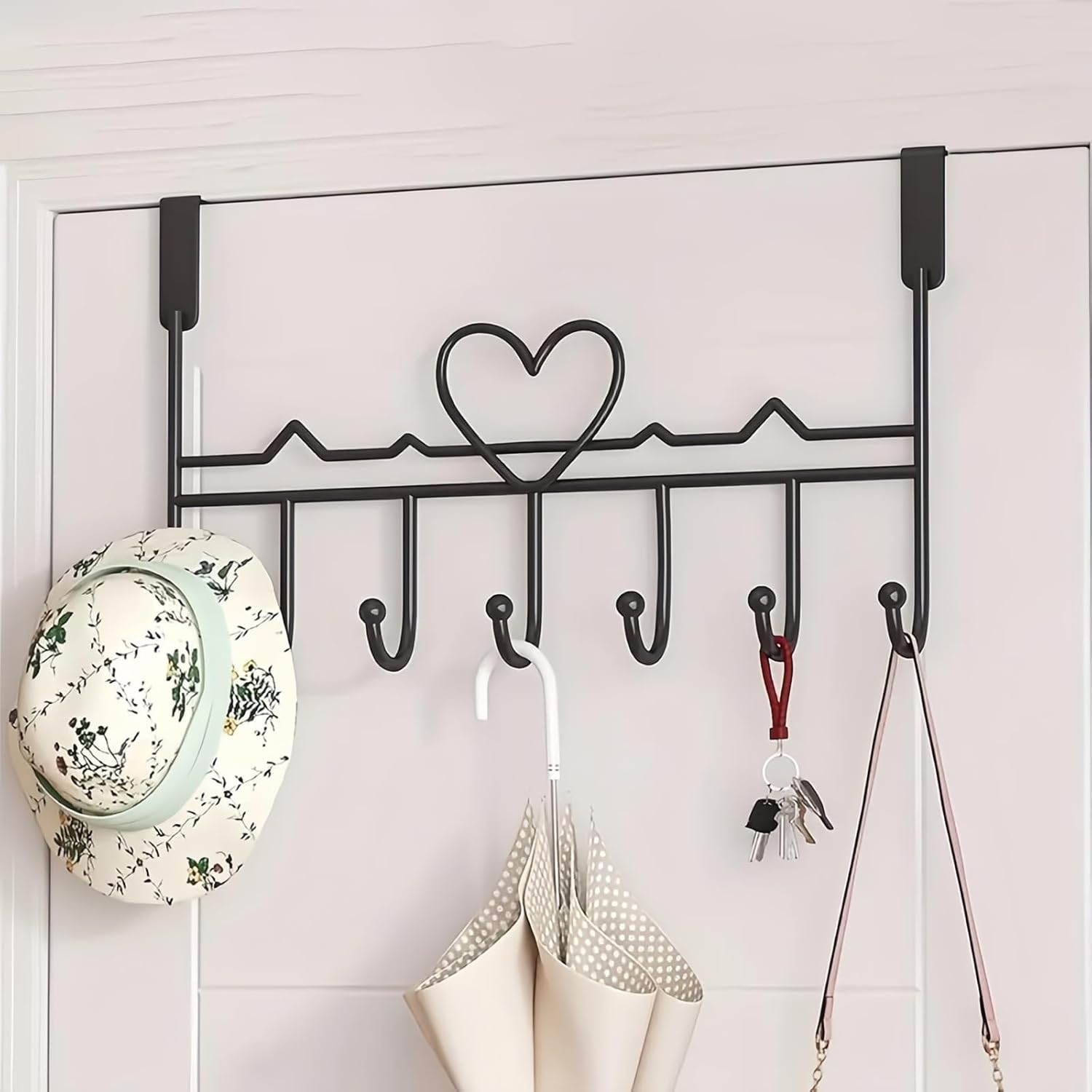 Overdoor Hooks - No-Drill Clothes and Hat Hangers - Door Hooks - Can hang jackets, towels, bags, bathrobes, etc. (2-pack - Black) - Image 8