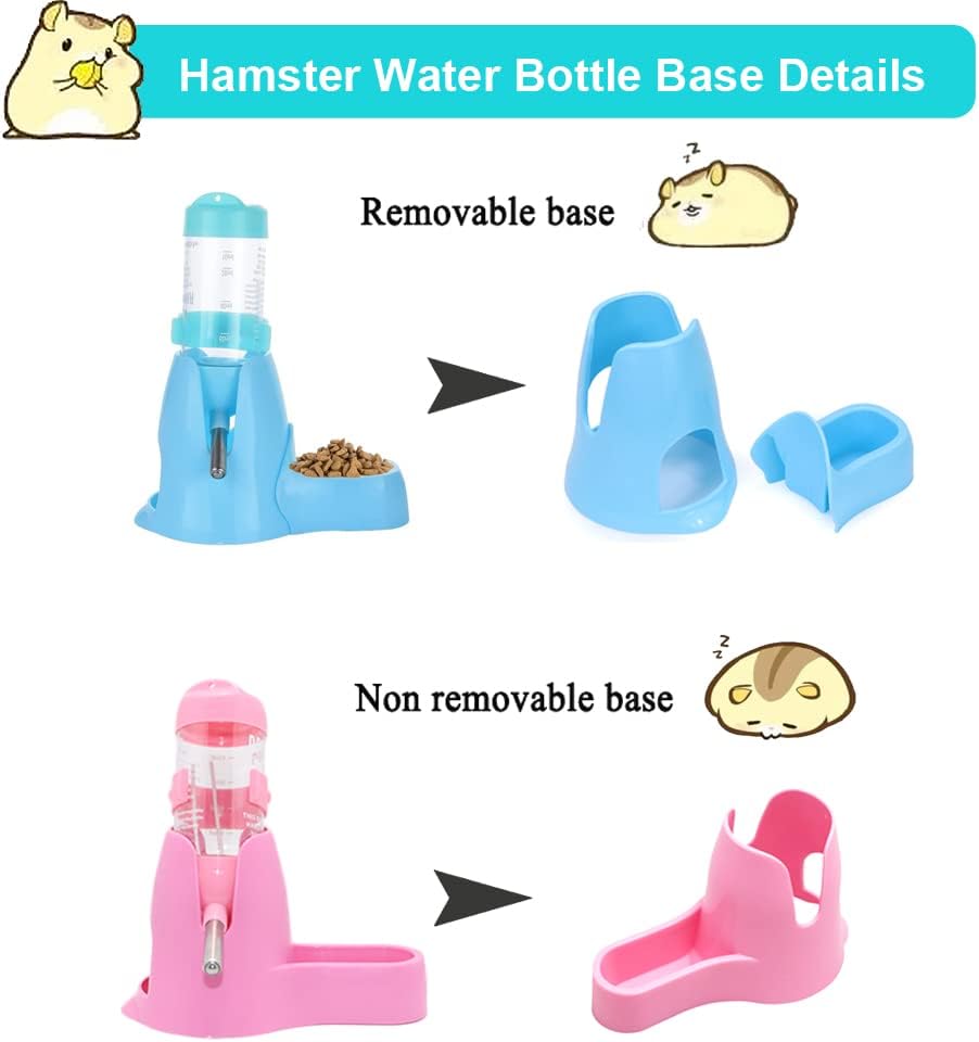 Water bowl for small animals - 3-in-1 hanging water bottle for hamsters - Automatic pet water bowl with stand - Suitable for dwarf hamsters, mice, rats and hedgehogs (80 ml - Pink) - Image 8