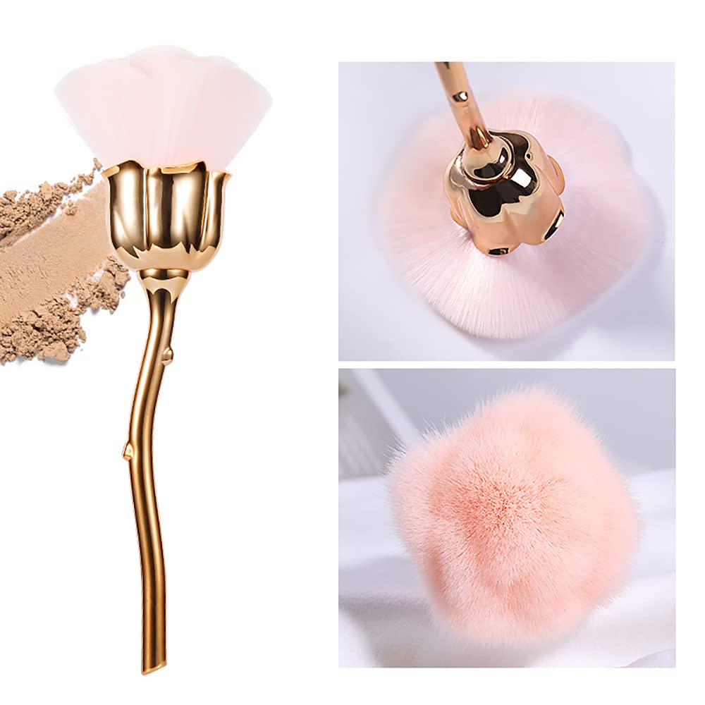 Cleaning Brush - Pink Rose Soft Brush - Suitable for acrylic nail art, manicures, cleaning fabric and can also be used for cutting nails and cleaning makeup brushes, etc. (Pink) - Image 1