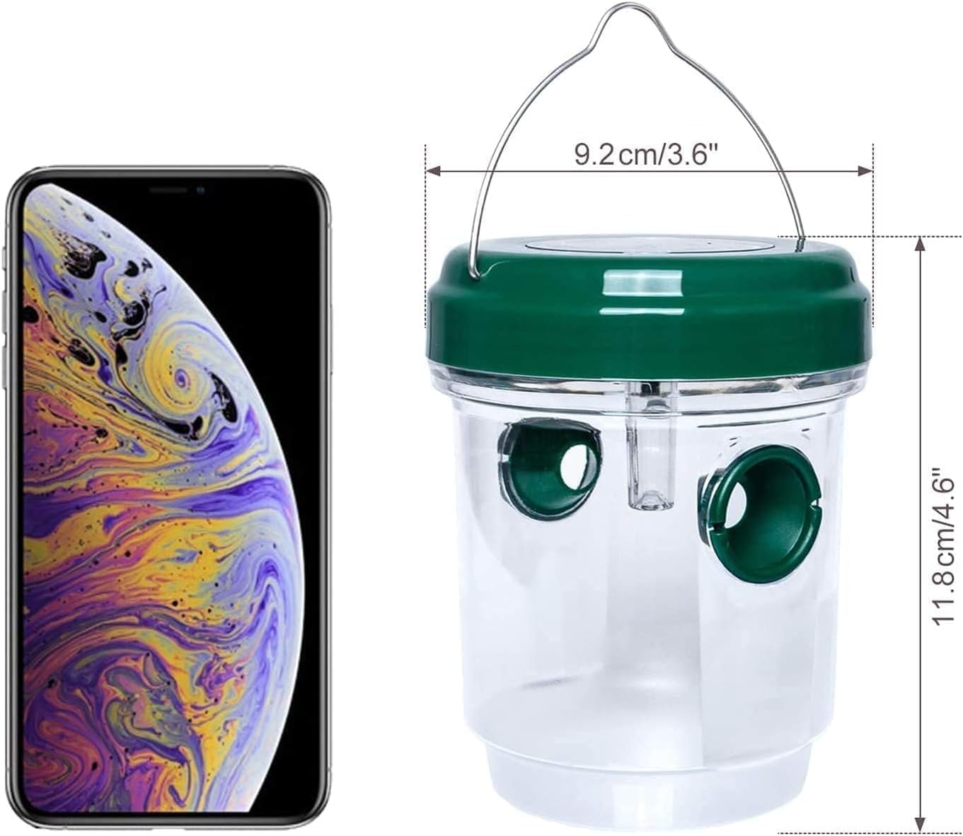 2-pack solar-powered wasp traps - Hanging wasp traps for outdoors - Suitable for wasps, hornets, bumblebees, etc. outdoors - With UV-LED light - Image 2