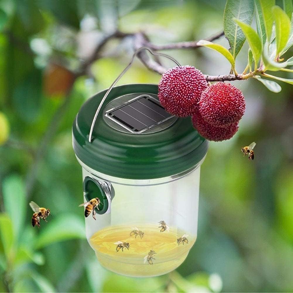 2-pack solar-powered wasp traps - Hanging wasp traps for outdoors - Suitable for wasps, hornets, bumblebees, etc. outdoors - With UV-LED light - Image 6