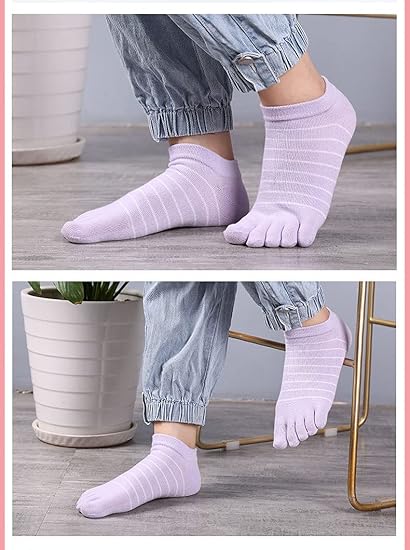 Teensokken - Split-toe socks - 5 pairs - Ladies - Running - Five-Toe socks - Sport - Walking - Pink, Purple, Grey, White, Blue - Image 2