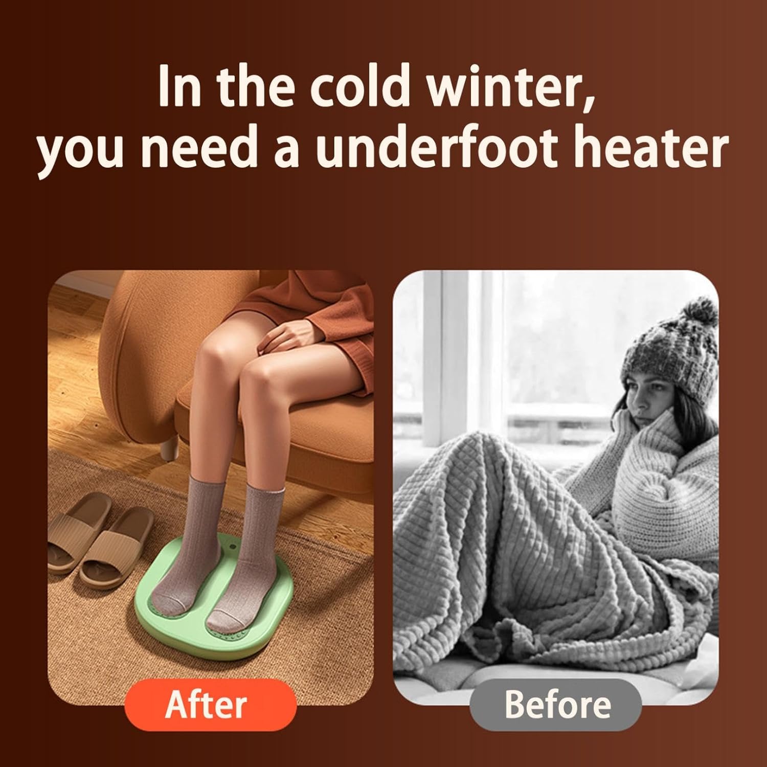 Foot warming cushion - Electric foot warming cushion - Foot warmer - 3 temperature settings - Built-in 6 manual massage heads - Suitable for home, office and dormitories - Warming cushions (green) - Image 4