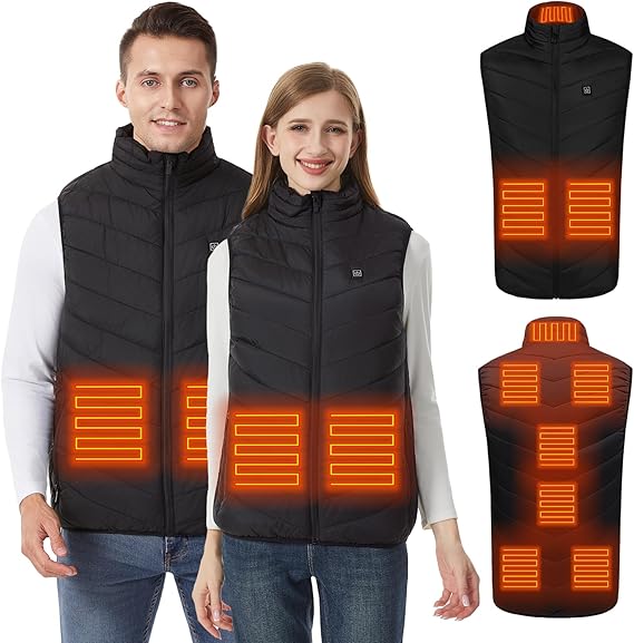 Heated vest for women and men with 9 heating zones, lightweight heating vest for winter (battery not included) - Image 1