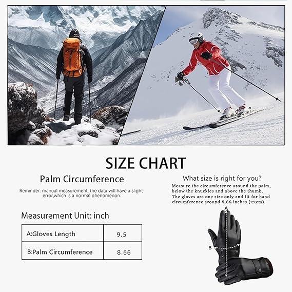 Black winter gloves made of genuine leather - warm and insulated gloves - adjustable size - compatible with touchscreen devices - non-slip palm - cashmere lining - windproof, rainproof and snowproof - Image 7