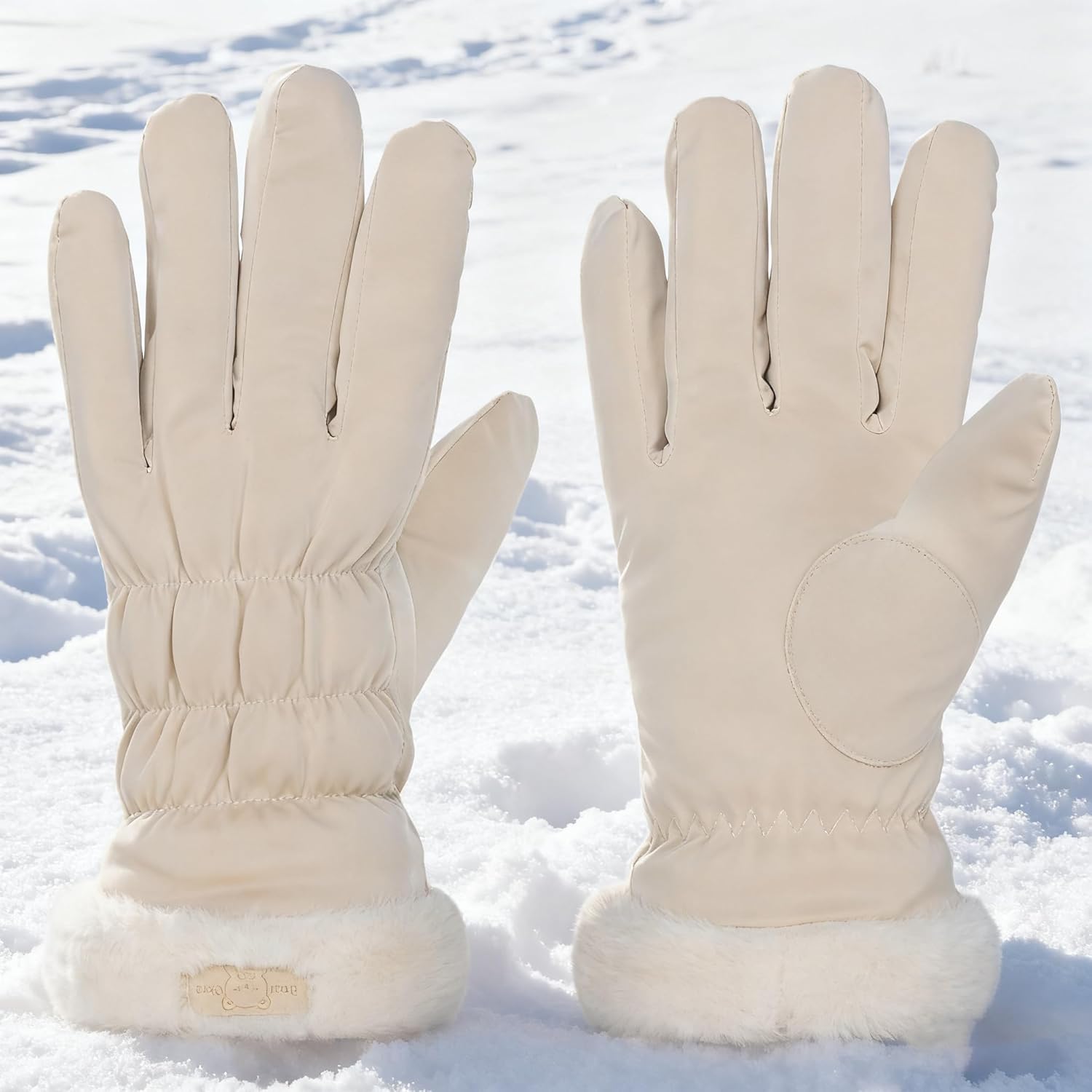 Warm winter gloves for women - windproof and snowproof gloves - thickened and fleece-lined gloves - gloves with wrist protection - suitable for skiing, cycling, running and working. - Image 3