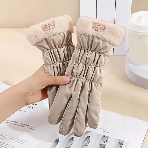 Warm winter gloves for women - windproof and snowproof gloves - thickened and fleece-lined gloves - gloves with wrist protection - suitable for skiing, cycling, running and working. - Image 4