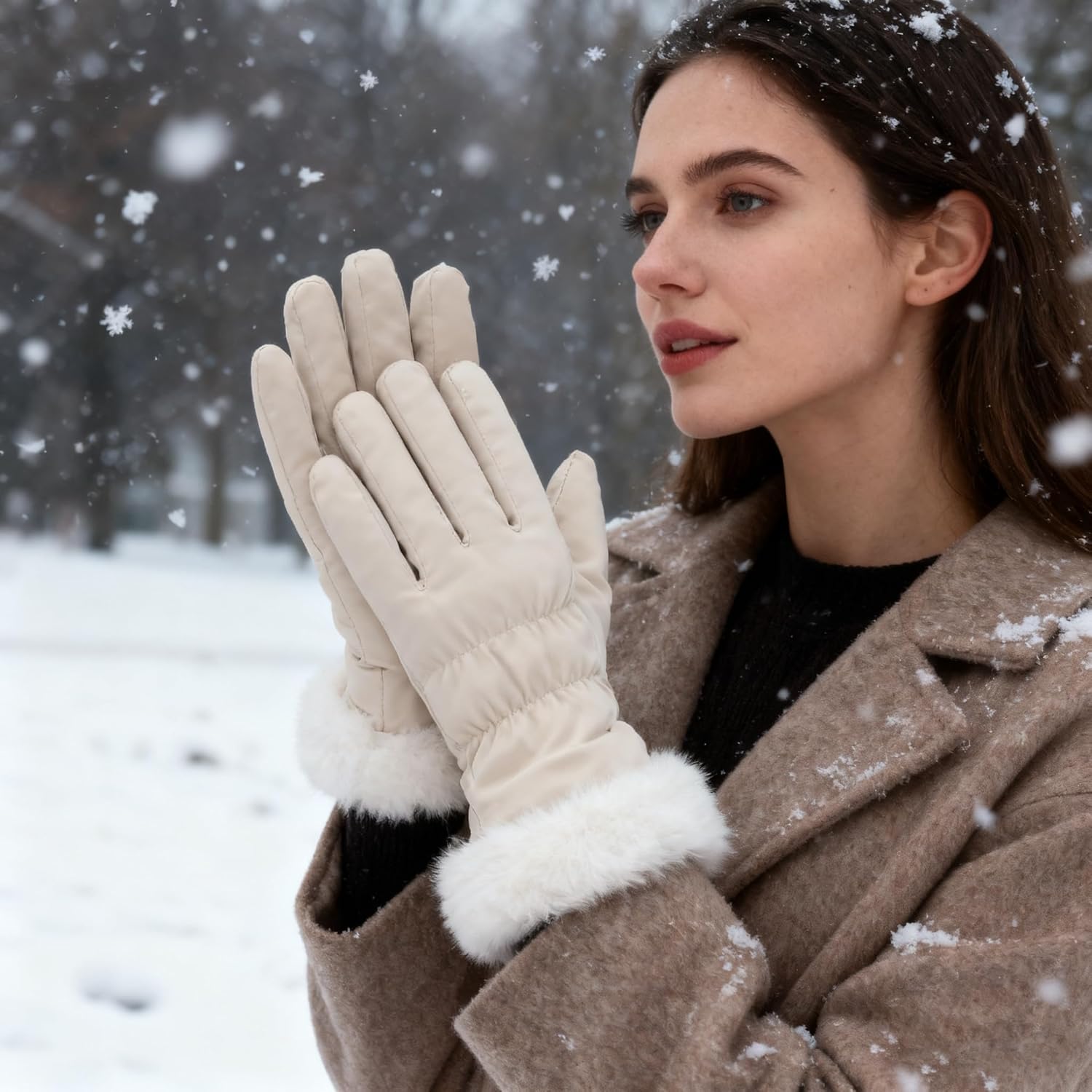 Warm winter gloves for women - windproof and snowproof gloves - thickened and fleece-lined gloves - gloves with wrist protection - suitable for skiing, cycling, running and working. - Image 7