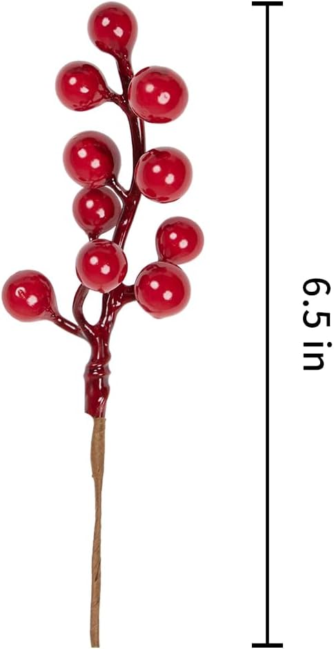 Christmas Tree Decoration - 32-pack - Artificial Red Berry Stems - 16.5 cm - Christmas Berries - Suitable for Christmas, Winter, Holiday, DIY, Decorations - Image 6