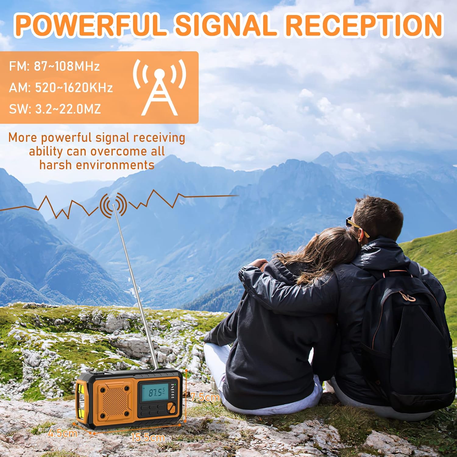 Hand-crank emergency radio - Portable AM/FM and shortwave radio - Supports charging via solar power/USB/hand crank - Equipped with a 4000 mAh rechargeable battery - Flashlight - Reading light and SOS emergency signal - Suitable for survival - Hiking and s - Image 2