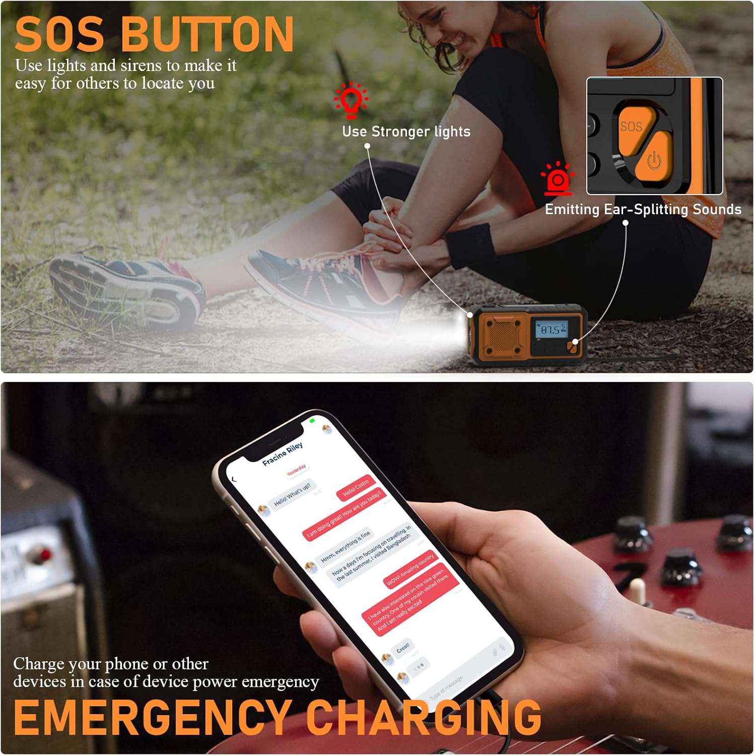 Hand-crank emergency radio - Portable AM/FM and shortwave radio - Supports charging via solar power/USB/hand crank - Equipped with a 4000 mAh rechargeable battery - Flashlight - Reading light and SOS emergency signal - Suitable for survival - Hiking and s - Image 5