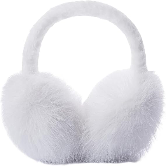 Unisex winter earmuffs - Foldable fleece earmuffs - Warm earmuffs - Earmuffs for cold weather - Cold protection earmuffs - Soft and comfortable - Suitable for outdoor use (White) - Image 1