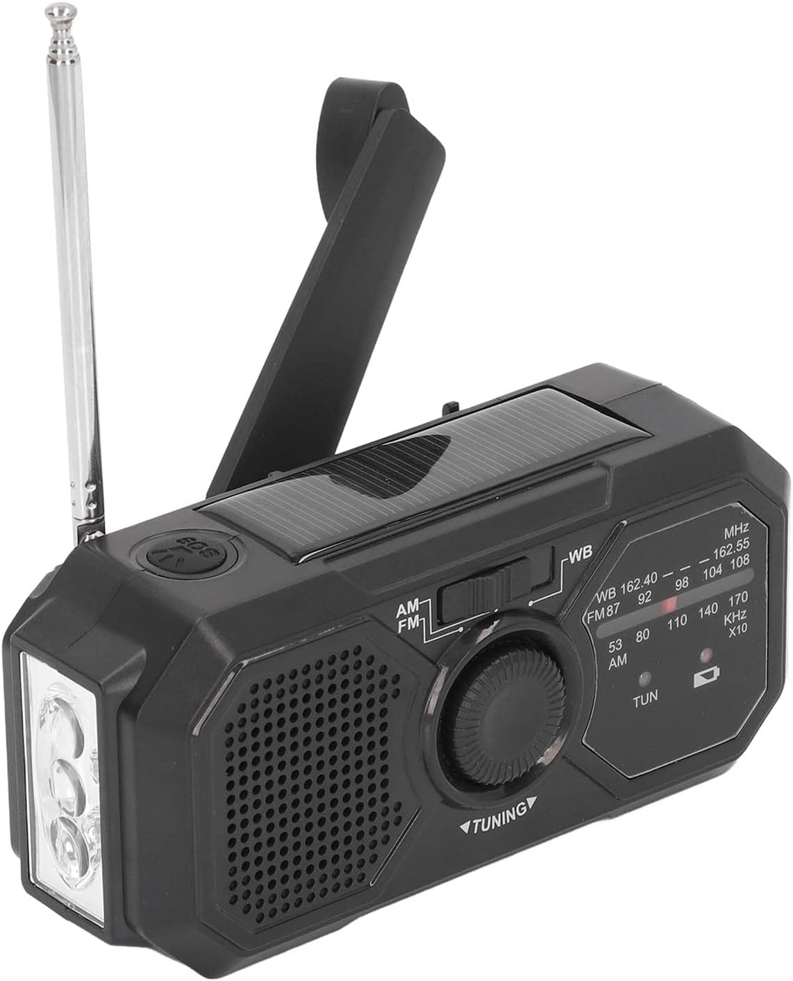 Noodradio - Solar-powered emergency radio, hand-operated - AM/FM/weather radio - With torch - SOS alarm function - Emergency charging function - Portable emergency radio (black) Suitable for camping, hiking and home emergencies - Image 1