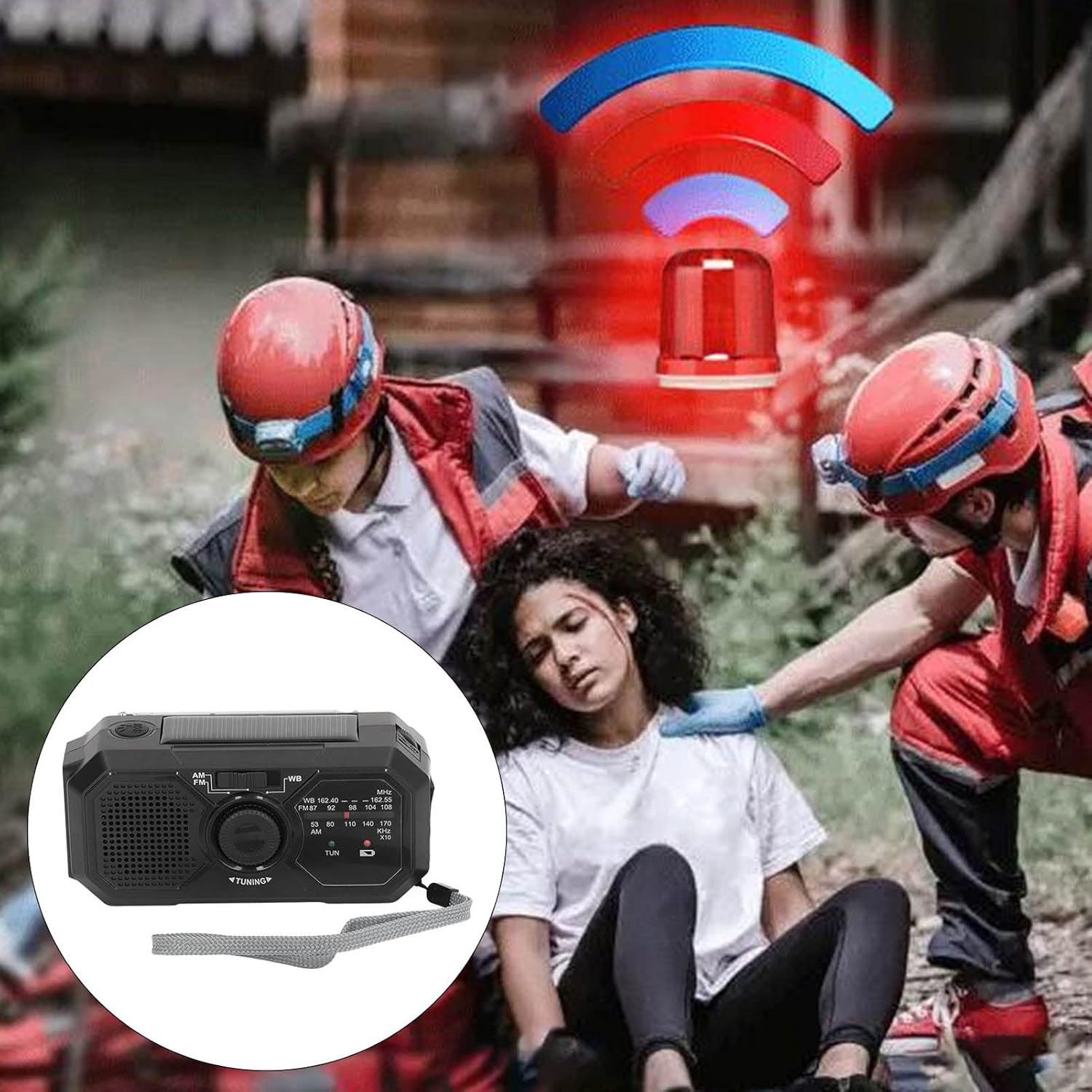 Noodradio - Solar-powered emergency radio, hand-operated - AM/FM/weather radio - With torch - SOS alarm function - Emergency charging function - Portable emergency radio (black) Suitable for camping, hiking and home emergencies - Image 4