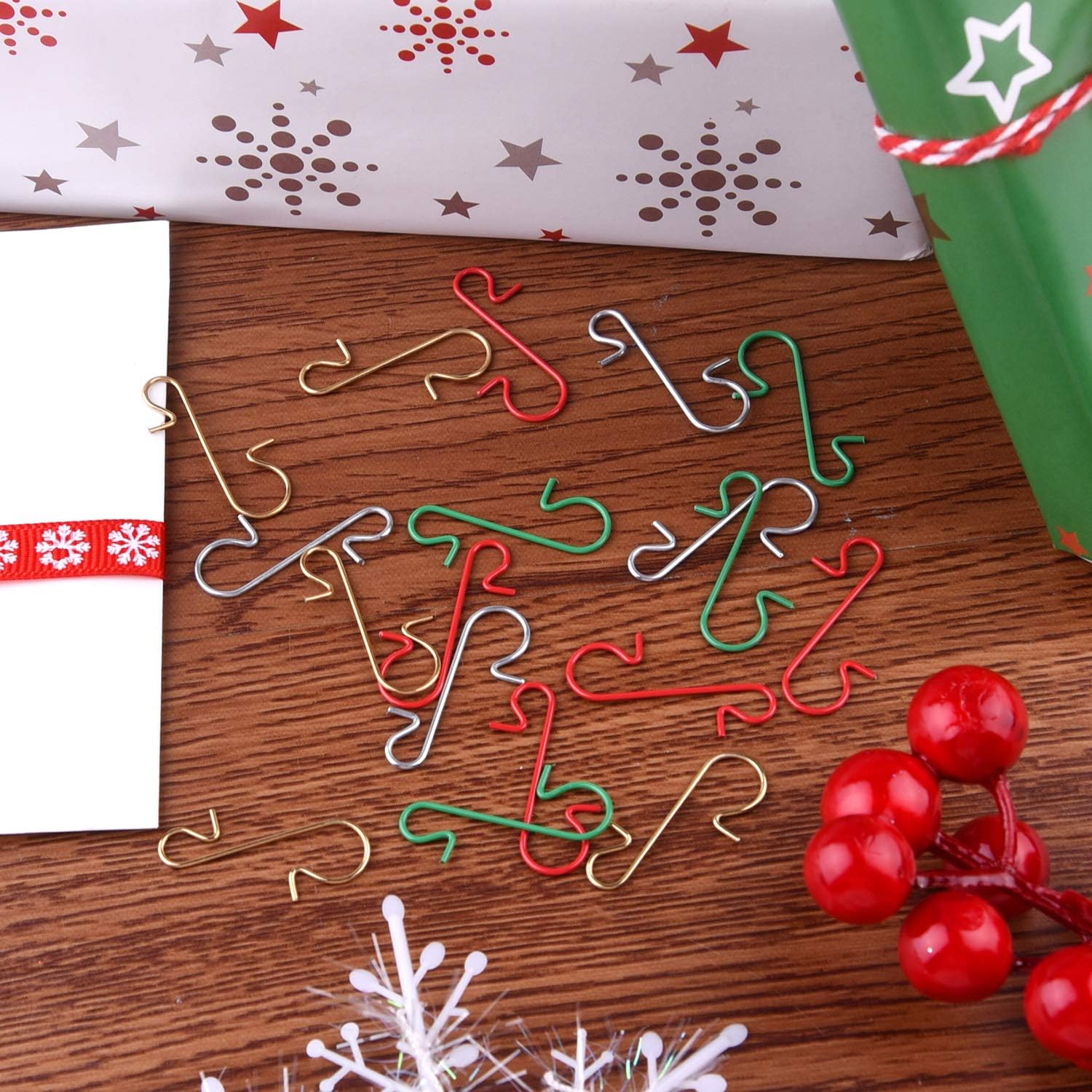 Haken - 4 colours - 200 pieces - Christmas decoration hooks - Stainless steel Christmas decorations - Art - Christmas tree decorations - Silver, red, gold and green - Image 3