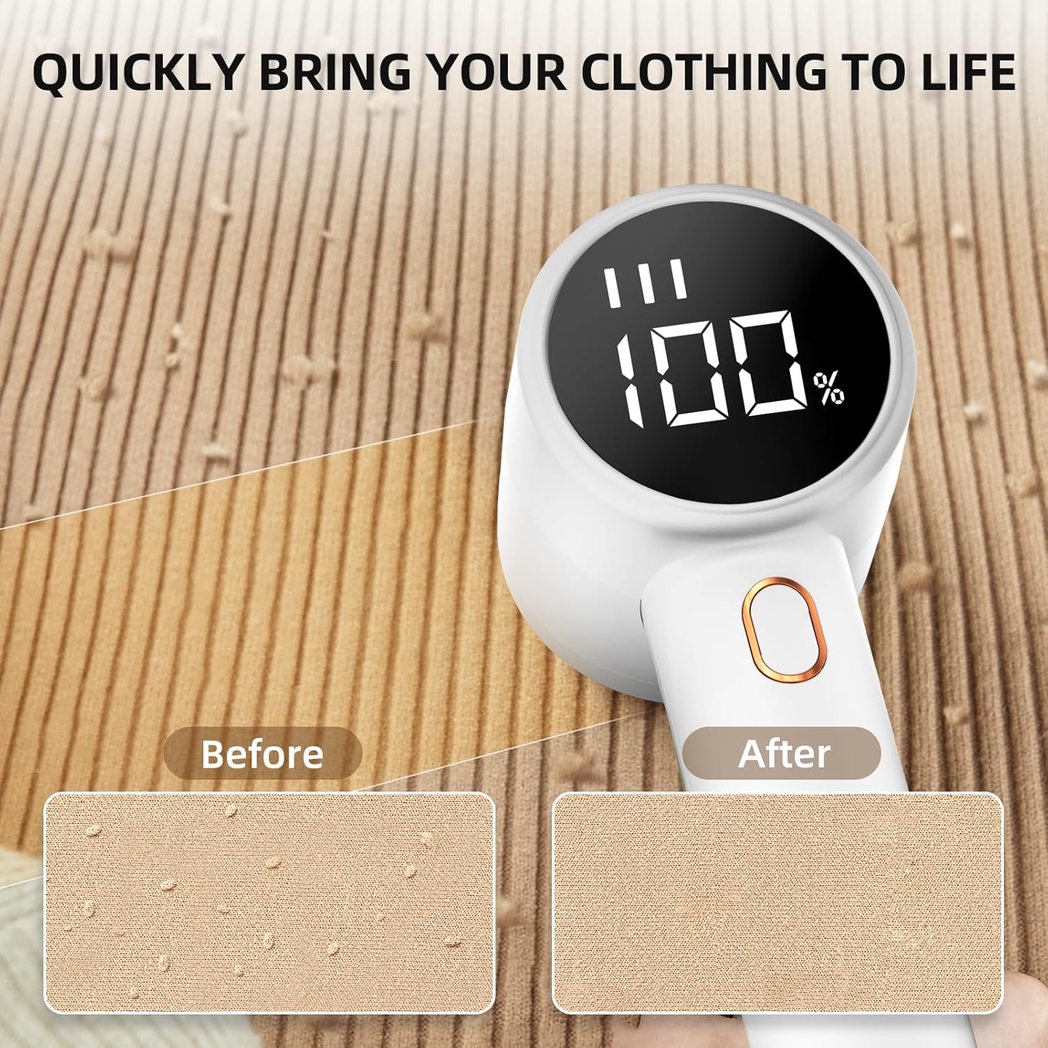 Lint Remover - Lint Remover for Cotton Fabrics - Rechargeable Lint Remover - Electric Portable Sweater Shaver - 3 Speed Settings - LED Digital Display - Removes lint from clothing, furniture, sweaters, couches and blankets. - Image 2