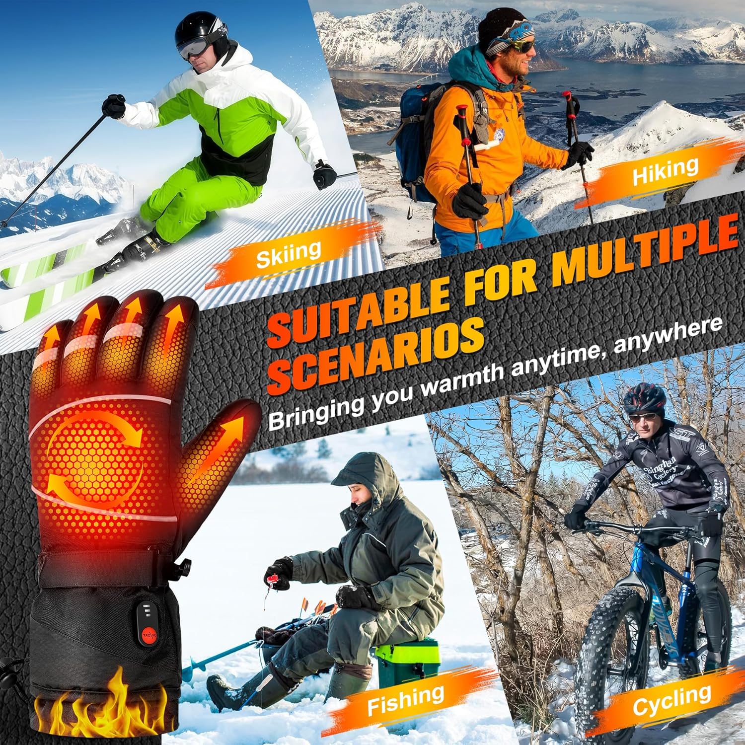 Gloves - Warm winter gloves - Rechargeable heated gloves - 3 heating settings, 360° heating - Touchscreen, waterproof/windproof - Winter ski/cycling/hiking gloves (unisex) - Image 7