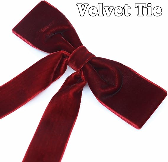 Western String Ties for Men Velvet Western Colonel Bolo Bow Tie Solid Color Clip On Bowtie for Wedding Cosplay - Image 3