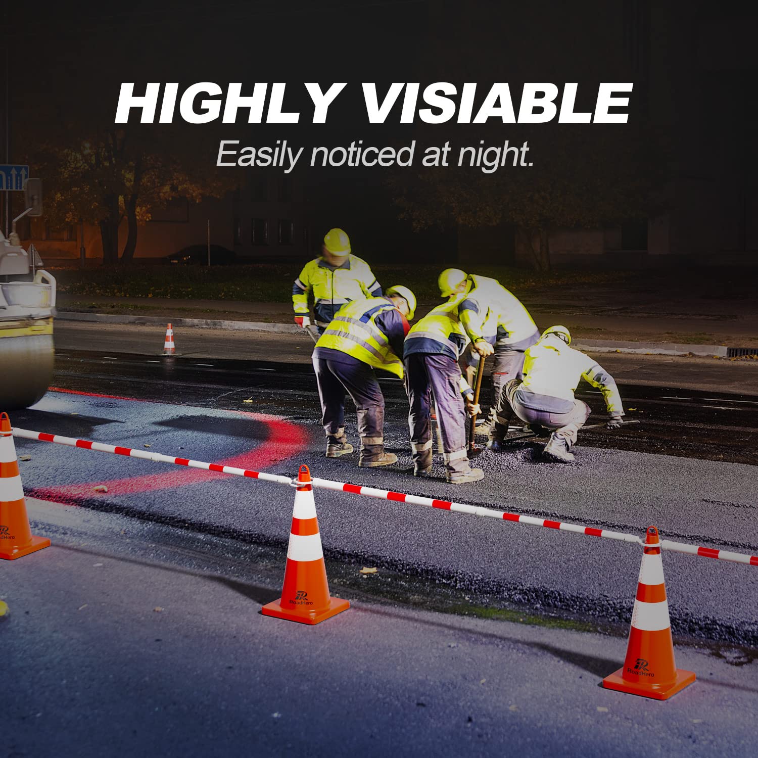 Telescopic pole - 1-pack 4' to 6.9' telescopic cone pole - for parking areas - retractable barrier for roadworks - red and white - cones not included - Image 3