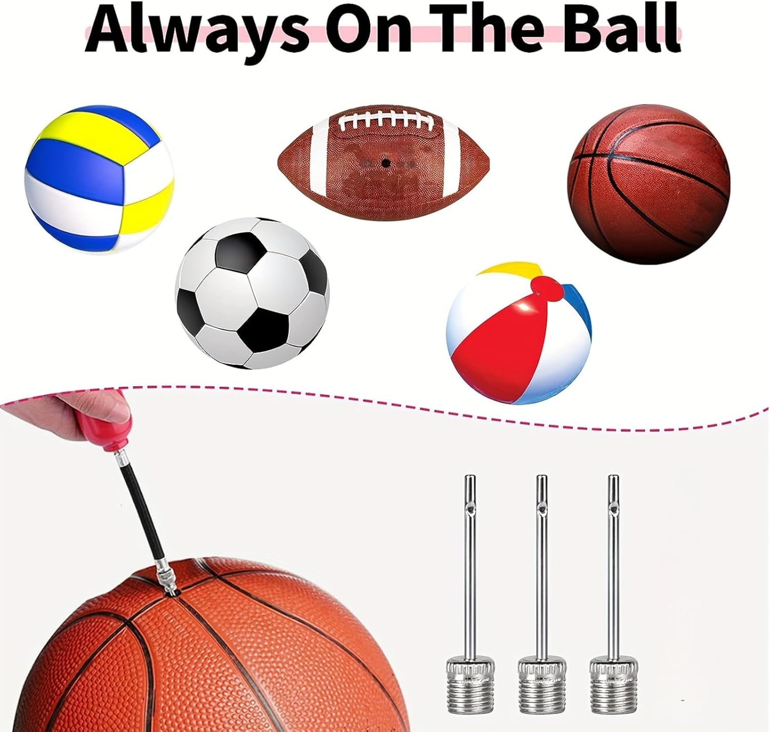 Ball pump needles - 3-pack - Durable stainless steel needles - Ball pump needles - Pump needles for football, basketball, volleyball and all sports balls - Image 6