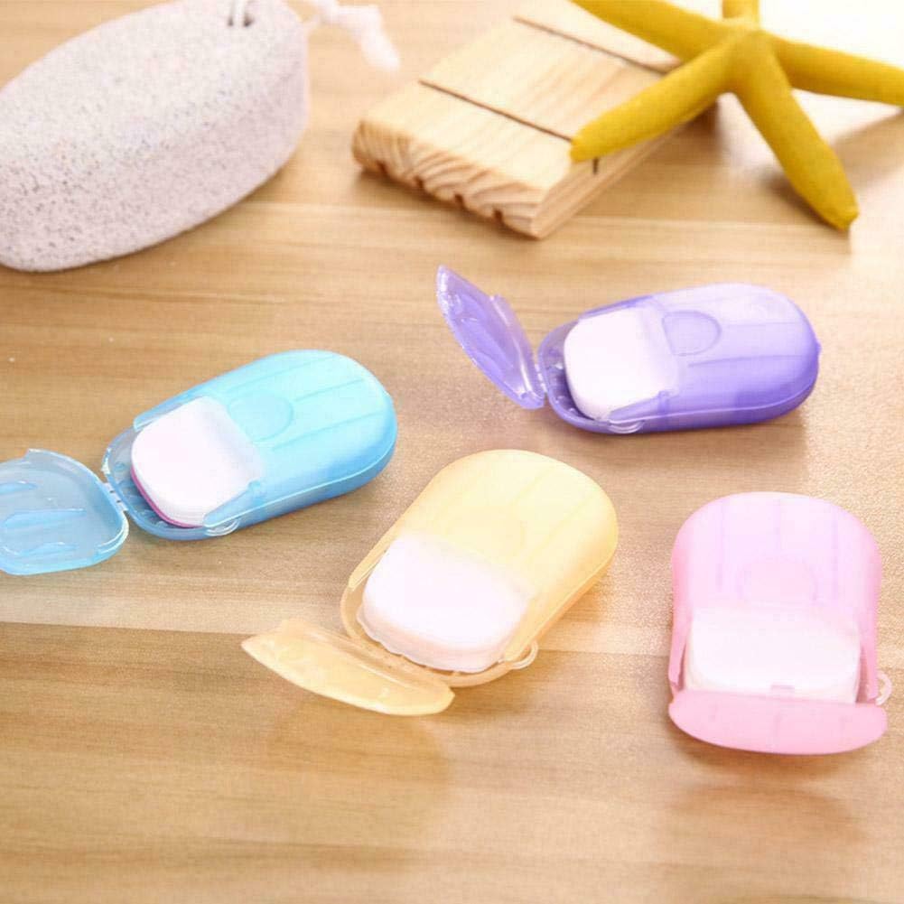 Soap sheets - Portable travel soap sheets - 5 boxes - Total 100 pieces - Random colours in boxes - Disposable hand wash paper - Suitable for family trips, camping, hiking, outdoor activities - Easy to clean mini soap paper - Image 1