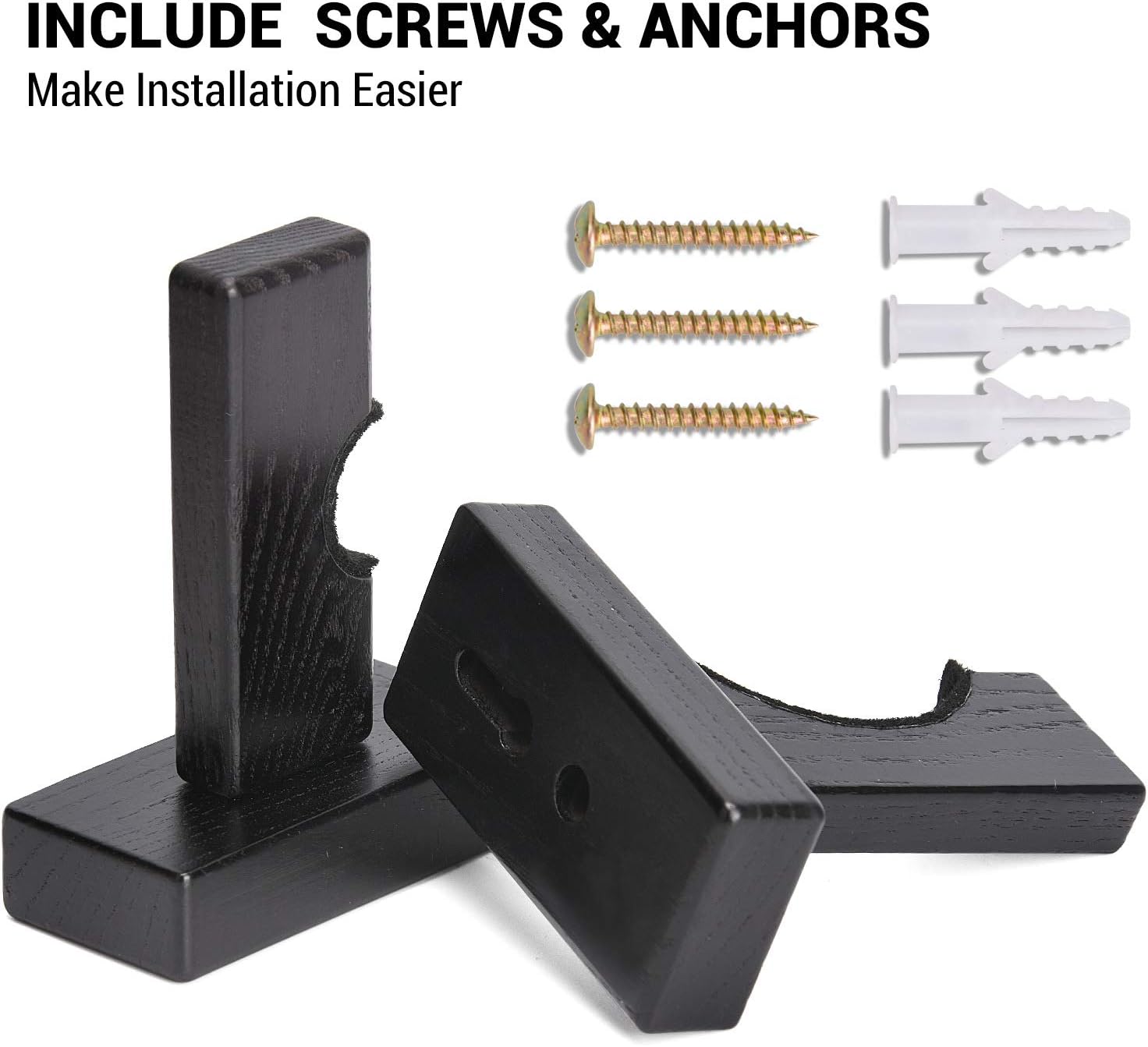 Display standard - Black - Baseball bat display standard - Baseball bat holder - Wall mounting - Horizontal baseball bat standard - Baseball bat holder - 2 pieces - Black - Image 3