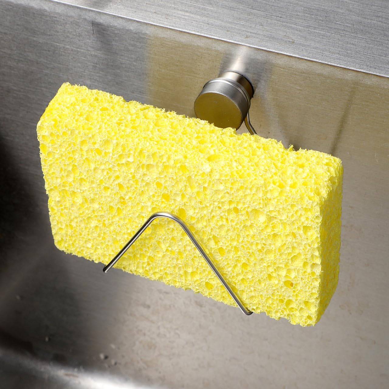 Sponge Holder - Stainless Steel - Magnetic - Kitchen Sink Sponge Drying Rack - 1 piece - Easy to install - No drilling required - Suitable for kitchens and bathrooms - Image 2