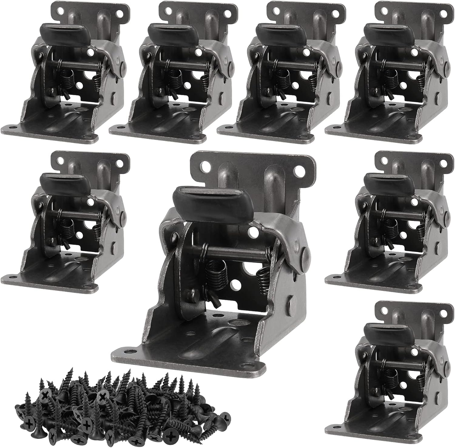 Table hinge - Folding hinge - 0-90 degree foldable - 8-pack - Lockable hinge - Lockable extension support bracket - with 64 screws, black - Image 1