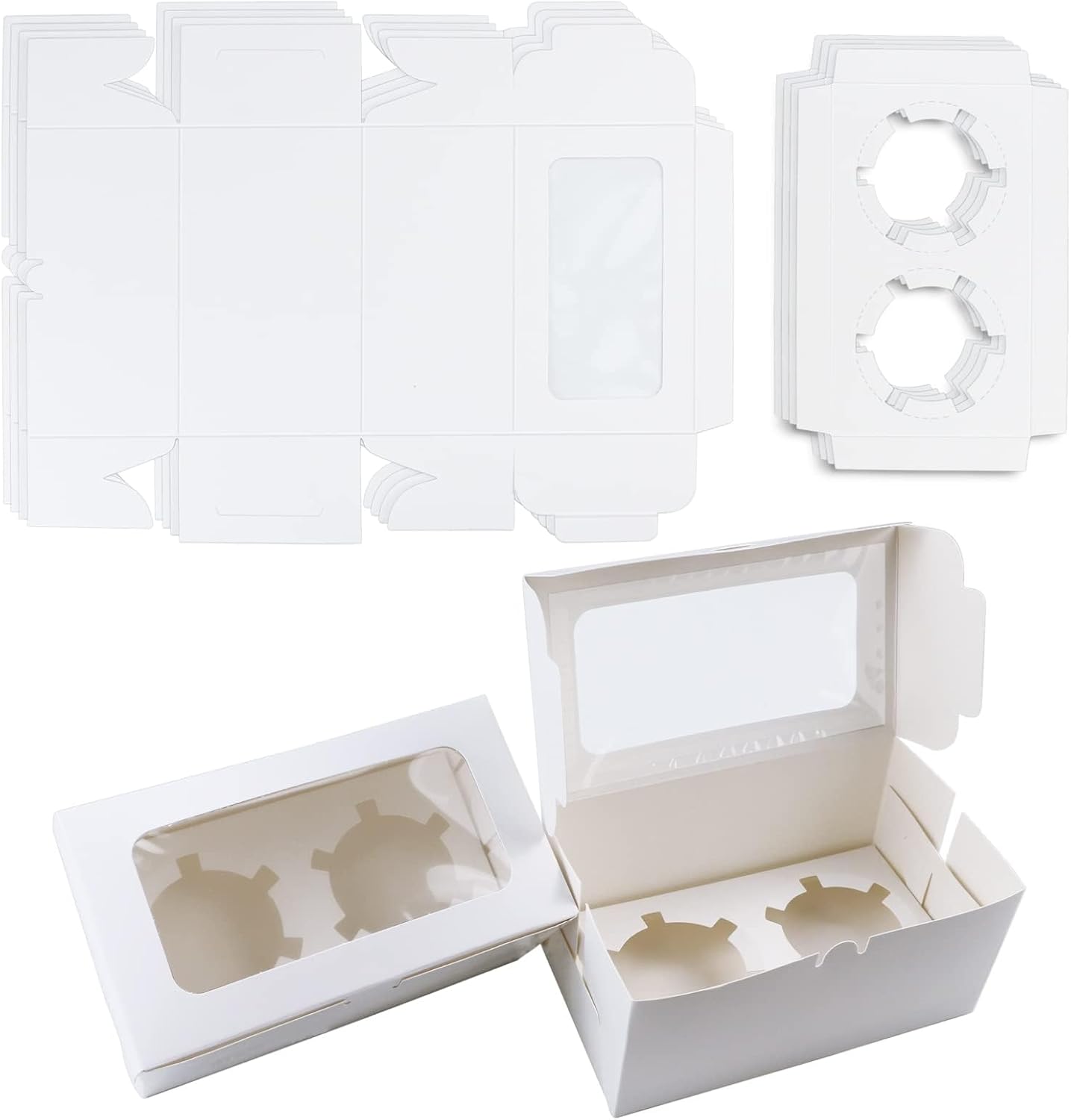 Cupcakedozen - With paper - 30 pieces - with 2 paper holders - Cupcake cases - Cake boxes - for birthday parties - Celebrations - Baking supplies - 16*9*7.5cm - Image 1