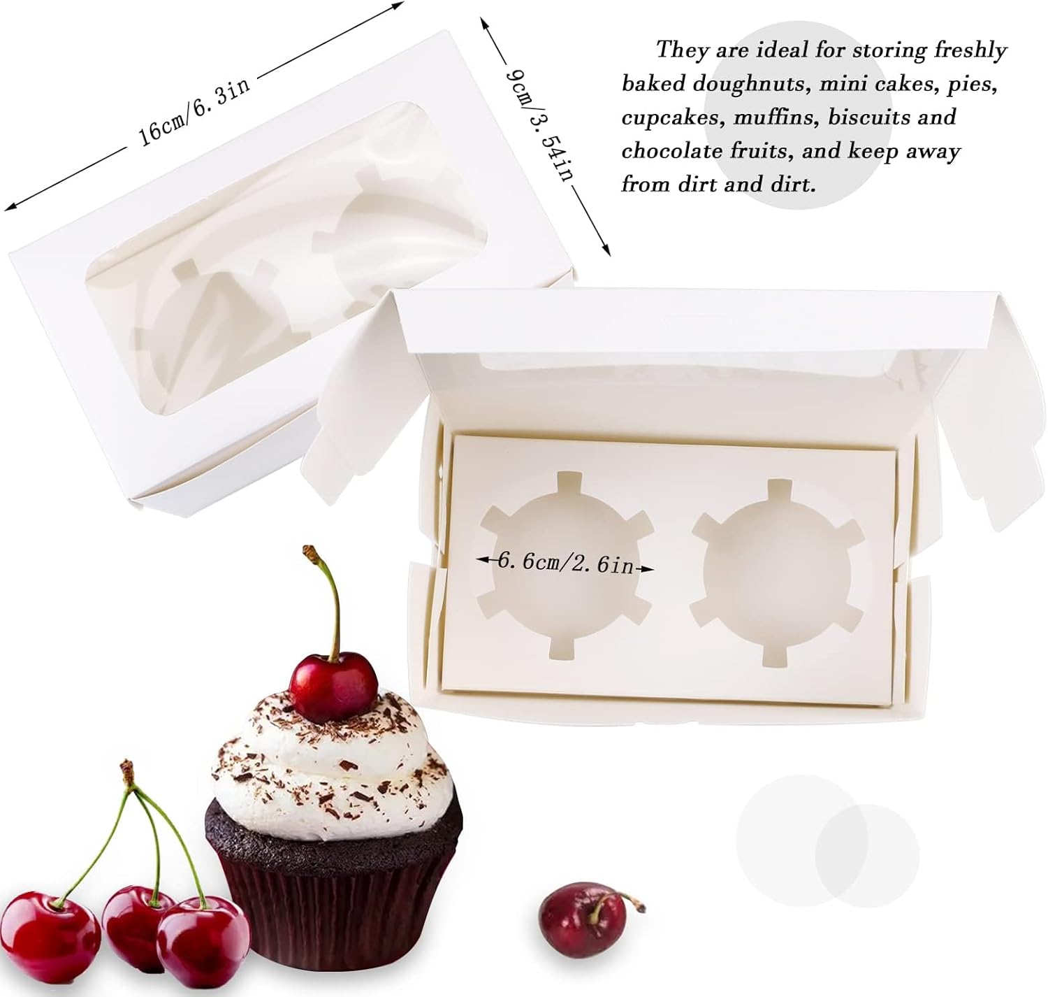 Cupcakedozen - With paper - 30 pieces - with 2 paper holders - Cupcake cases - Cake boxes - for birthday parties - Celebrations - Baking supplies - 16*9*7.5cm - Image 2