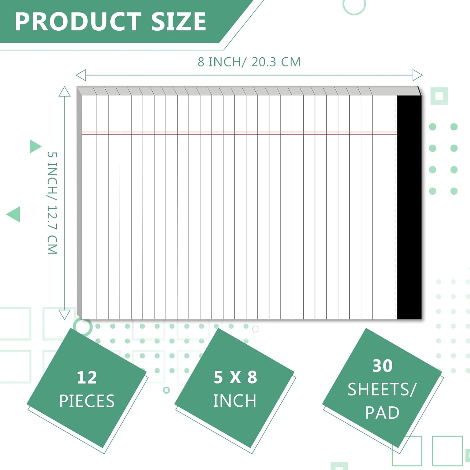 Notebooks - Notebooks - 5×8 inch - Notepads - 6-pack - for work, study, daily notes, checklists, lined writing pads, memos, office, home, school - 30 sheets/pack - Image 2