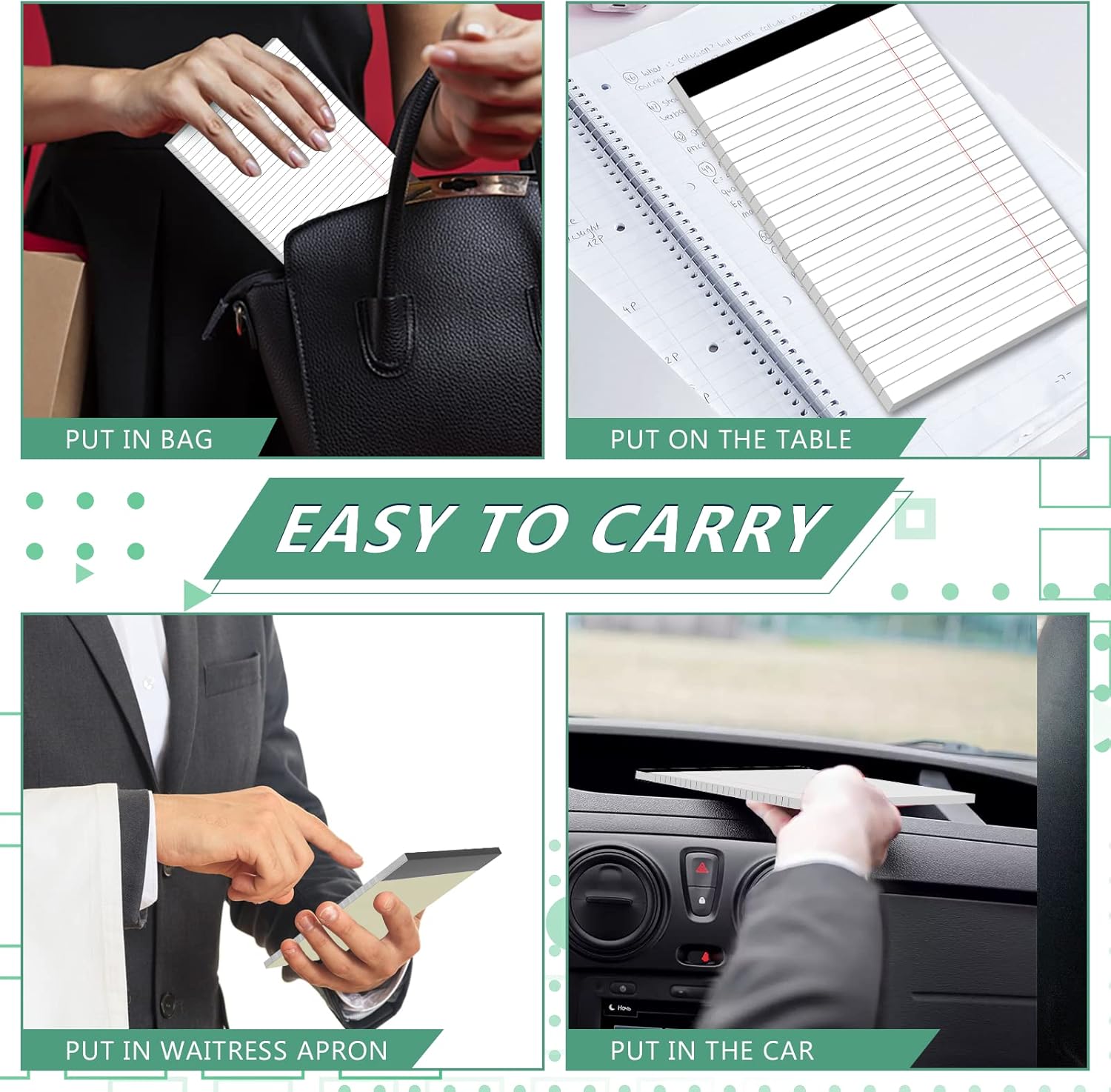 Notebooks - Notebooks - 5×8 inch - Notepads - 6-pack - for work, study, daily notes, checklists, lined writing pads, memos, office, home, school - 30 sheets/pack - Image 6